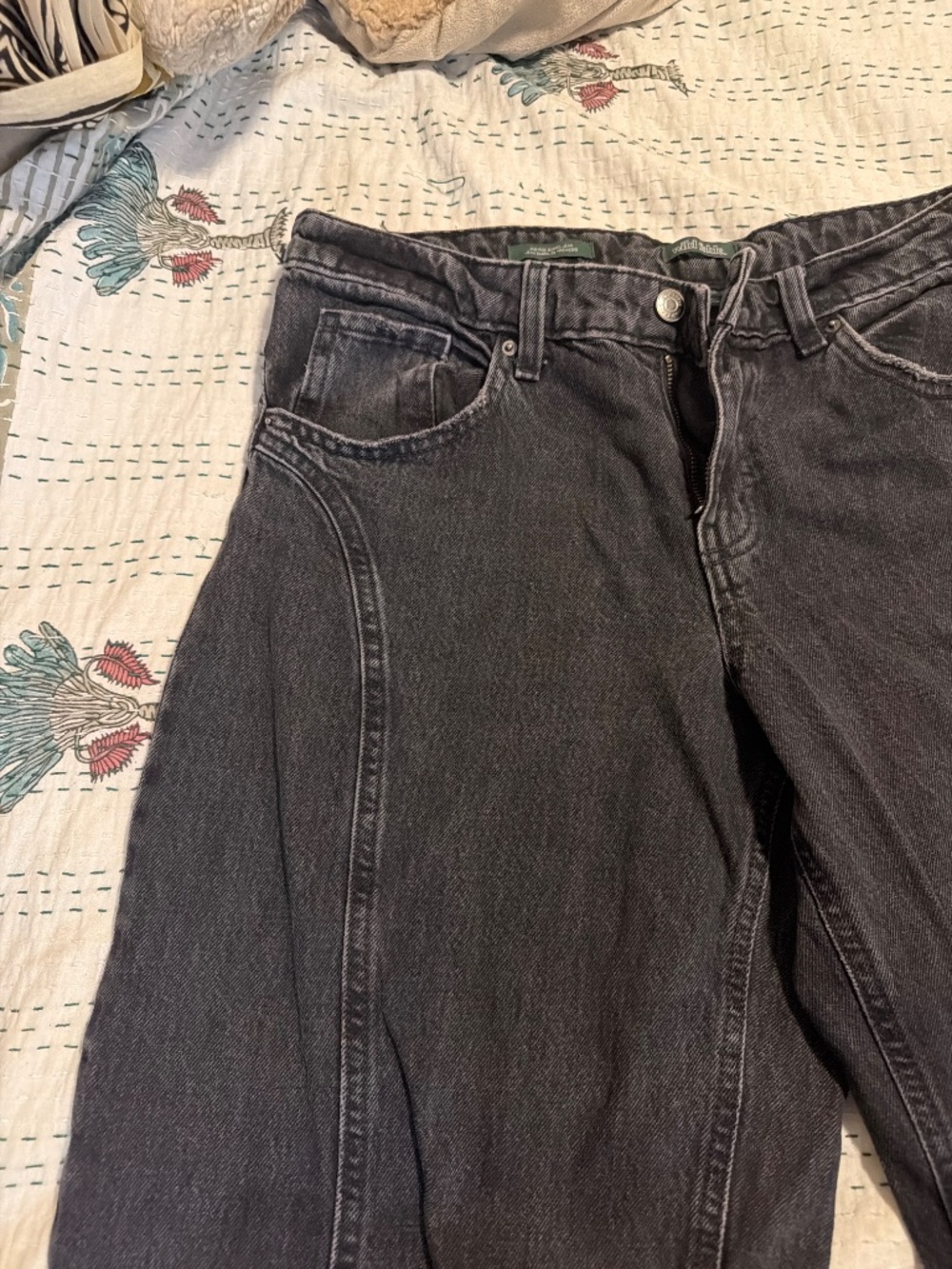 Wild Fable Women’s Size 8 Black Wide Leg Jeans Seam Detail High Rise Denim - Picture 4 of 6